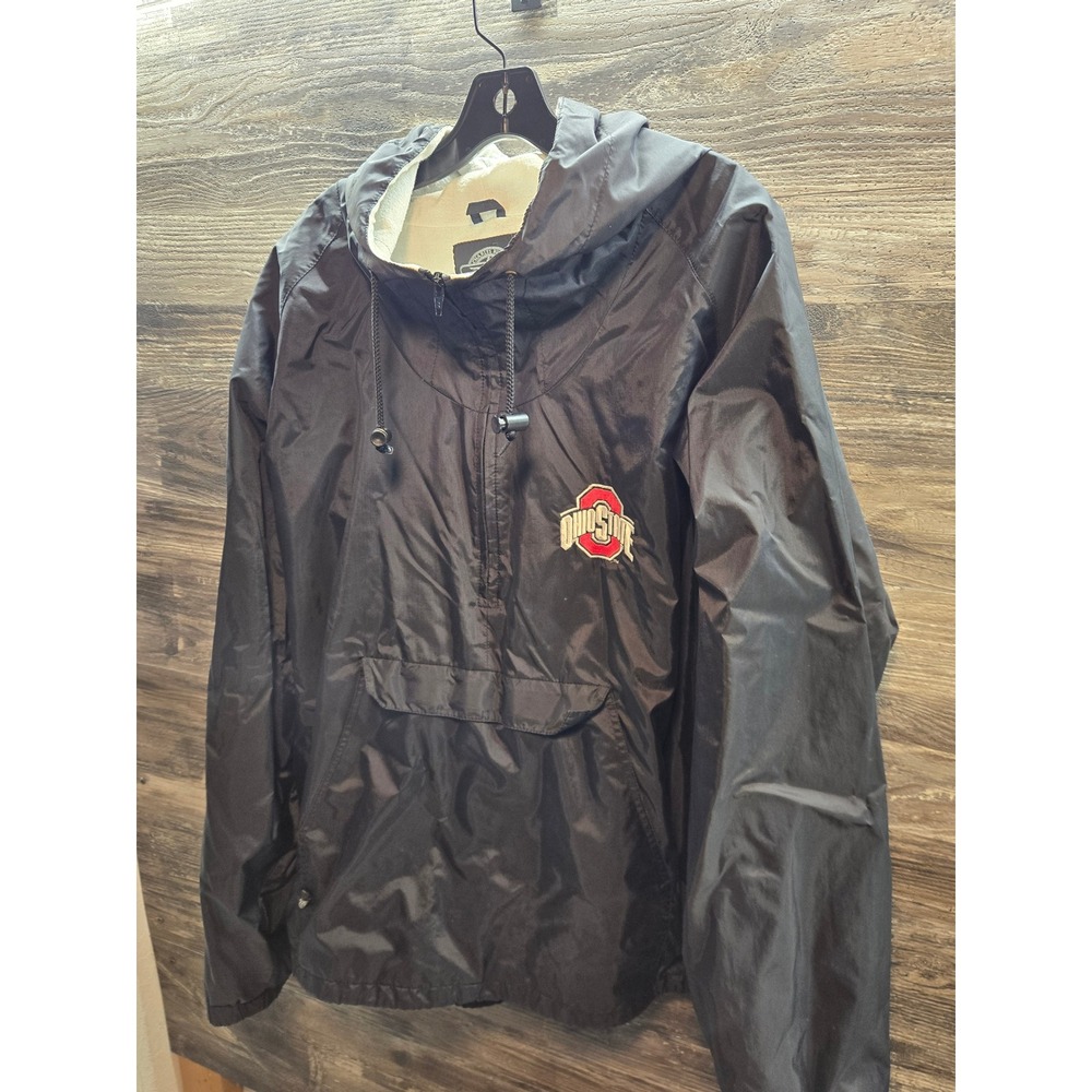 Charles River Ohio State Buckeyes Anorak Jacket‎ Mens XXL Black Half Zip Hooded